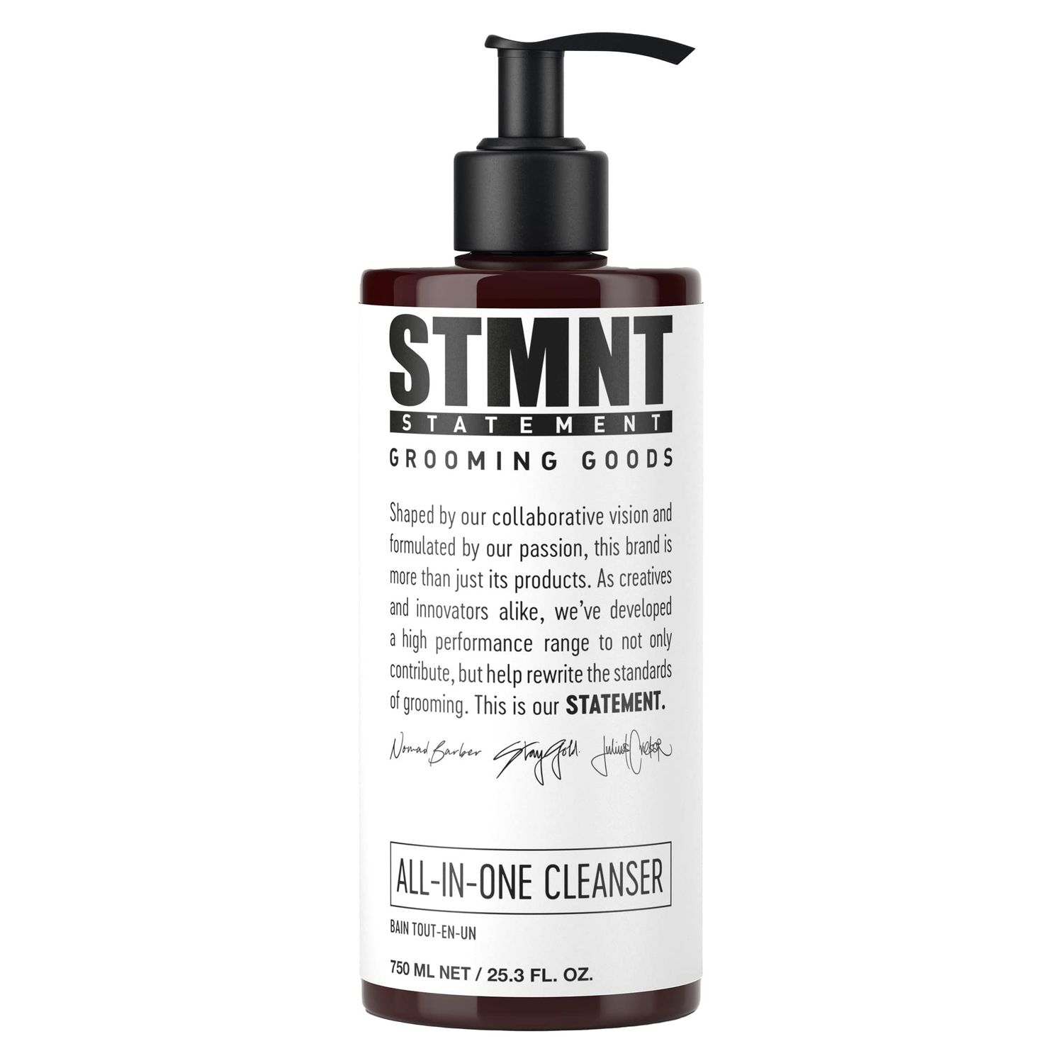 STMNT Grooming Goods All-In-One Daily Cleanser, 25.3 oz | SLS/SLES Sulfates Free | Extra Caring Formula w/Activated Charcoal &amp; Menthol