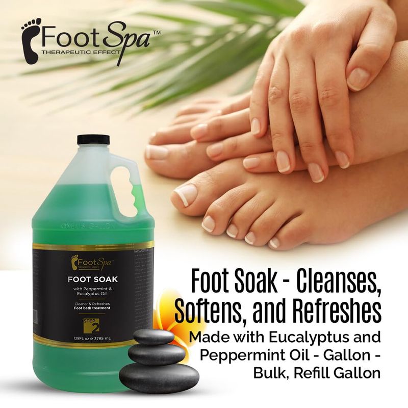 FOOT SPA - Foot Soak - Cleanses, Softens, and Refreshes - Made With Eucalyptus &amp; Peppermint Oil - 128 Oz Gallon - Bulk, Refill Gallon