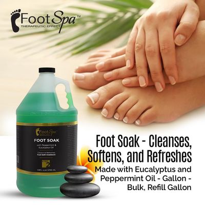 FOOT SPA - Foot Soak - Cleanses, Softens, and Refreshes - Made With Eucalyptus &amp; Peppermint Oil - 128 Oz Gallon - Bulk, Refill Gallon