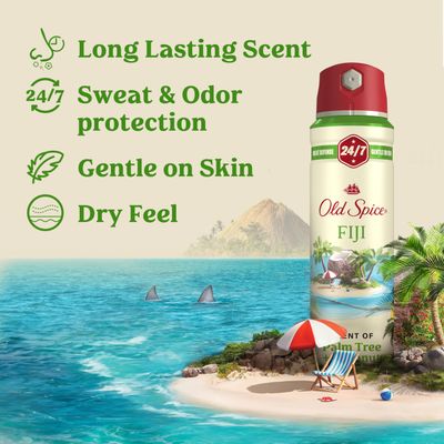 Old Spice Dry Spray Antiperspirant Deodorant for Men, 24/7 Freshness, 24/7 Sweat &amp; Odor Protection, Gentle on Skin with Skin Conditioners, Fiji with Palm Tree Coconut, 4.3 oz (Pack of 3)