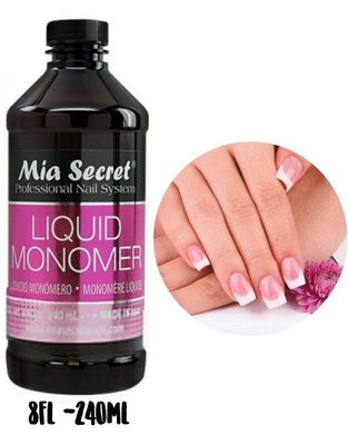 Mia Secret Liquid Monomer 8 oz. Professional Acrylic Nail System - MMA FREE - Made in the USA