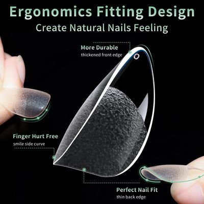 Extra Short Almond Nail Tips, 216pcs Acrylic Fake Nails Soft Gel Nail Tips, Full Cover Pre-Shaped Matte Clear Press on Nails for Extension, Diy at Home Manicure 12 Sizes