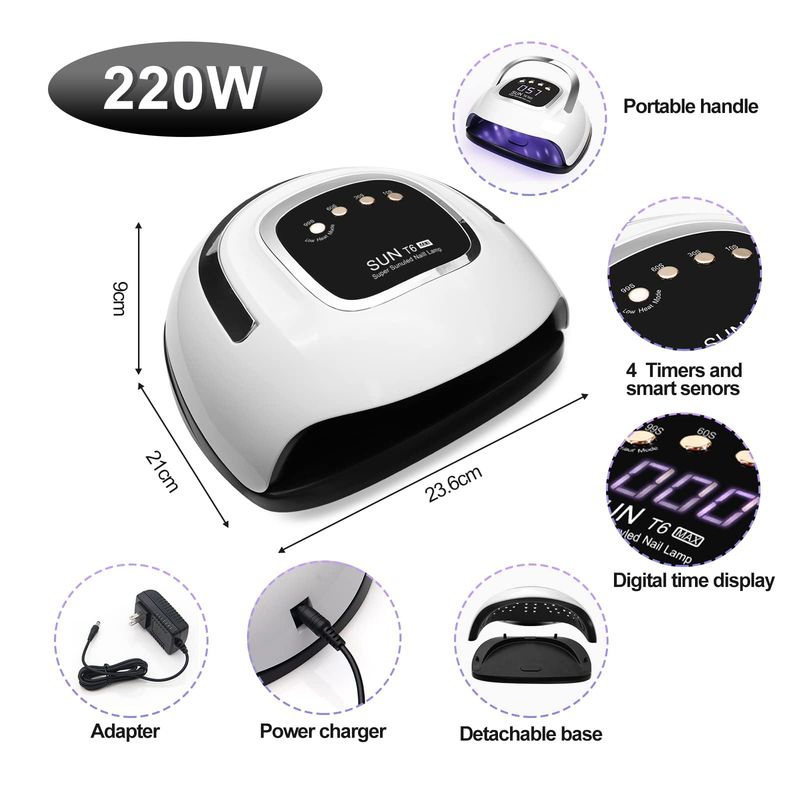 LKE UV Nail Lamp, Dryer 220W Light for Nails with 4 Timers LED Lamp Gel Polish Kit Professional Art Tools Automatic Sensor