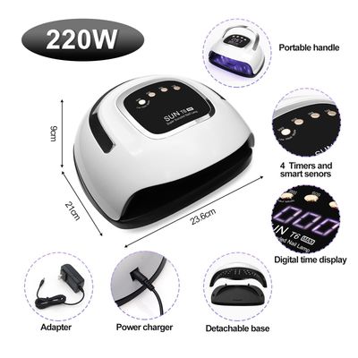 LKE UV Nail Lamp, Dryer 220W Light for Nails with 4 Timers LED Lamp Gel Polish Kit Professional Art Tools Automatic Sensor