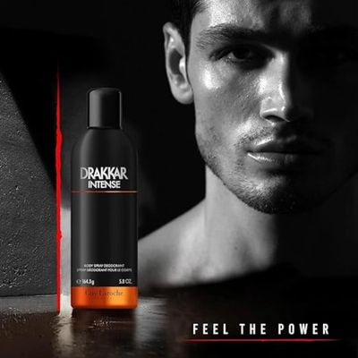 Guy Laroche Drakkar Intense, Seductive & irresistible Body Spray, Ambery fougere fragrance, Long Lasting Mens Cologne, Body Spray for Men 5.8 Fl.Oz