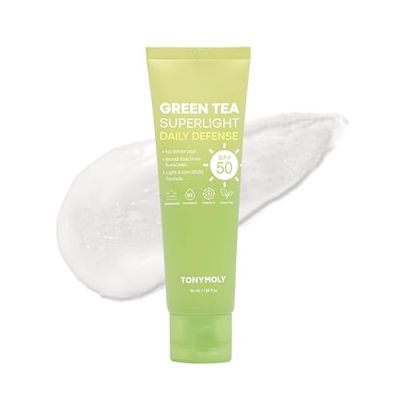 TONYMOLY Green Tea Korean Sunscreen for Face, Travel Size Sunscreen SPF 50, Non-Greasy &amp; No White cast, Daily Broad Spectrum UV Protection with Niacinamide, Panthenol &amp; Hyaluronic Acid, 50ml