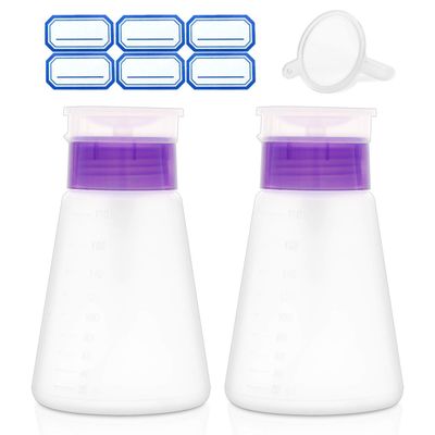 Acetone Pump Dispenser Push Down Pump Dispenser Lockable Alcohol Dispenser Bottle 2 Packs 180ml One-Touch Pump Dispenser Empty Bottle For Alcohol,Acetone,Nail PolishToner ect. (2 packs 180ml)