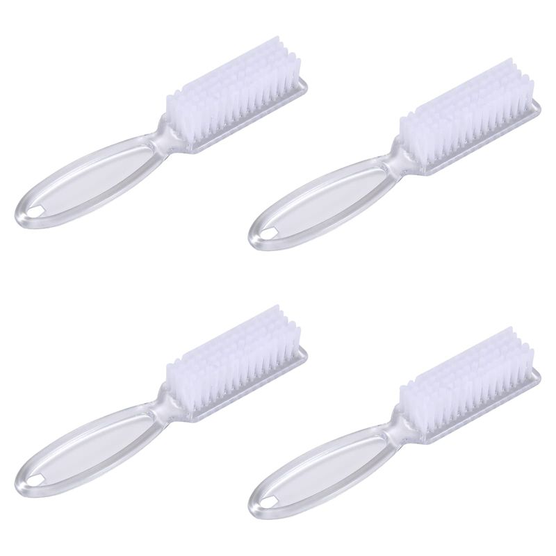 Yebeauty Nail Brush Fingernail Cleaner, 4 Pack Hand Scrub Cleaning Brush Plastic Hand Finger Toes Scrubbing Brush, Pedicure Nail Scrubber,Clear