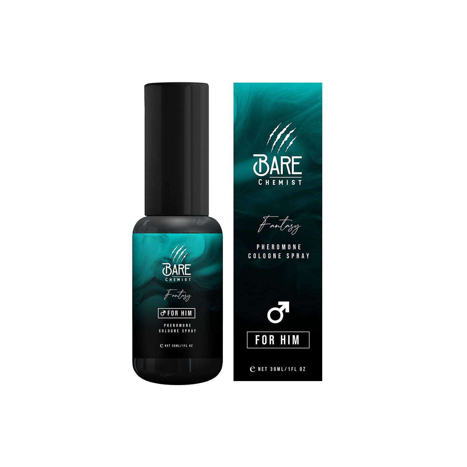 Bare Chemist Fantasy Pheromone Cologne for Him - Long Lasting Formula Pheromone Perfume Cologne for Men 1oz. - Blackcurrant, Pinapple, Bergamot