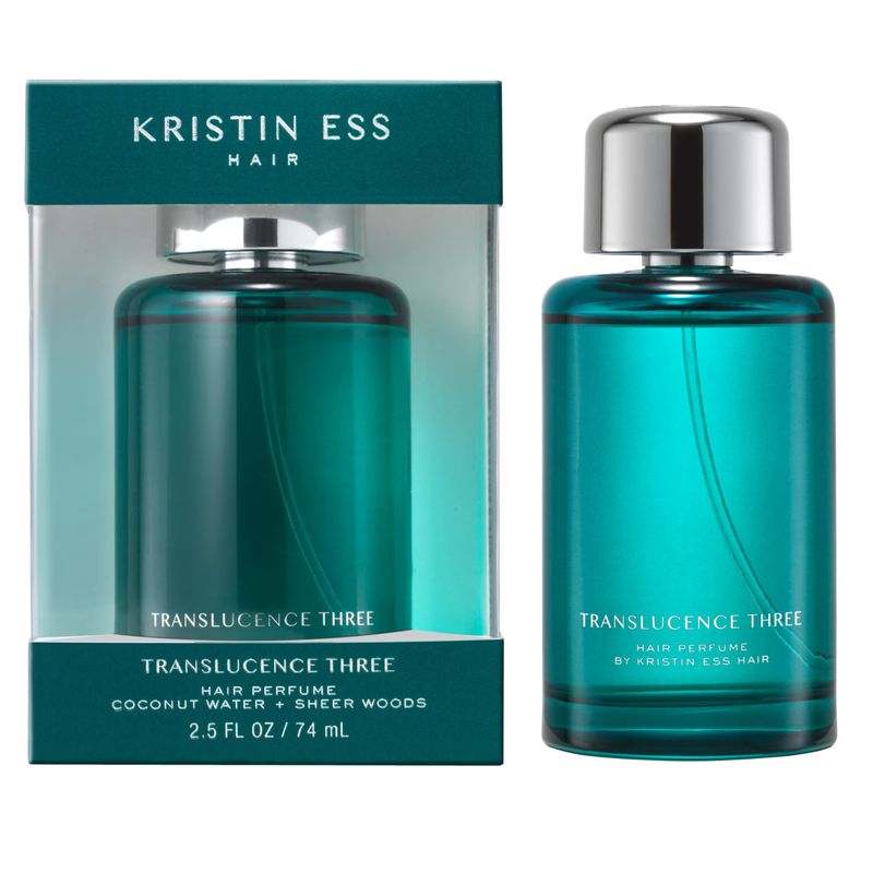 Kristin Ess Hair Perfume Translucence Three - Tropical Scented Hair Mist - Coconut, Lily and Palo Santo, Instantly Refreshes, Deodorizes Hair and Enhances Shine, 2.5 fl. oz - Travel Size