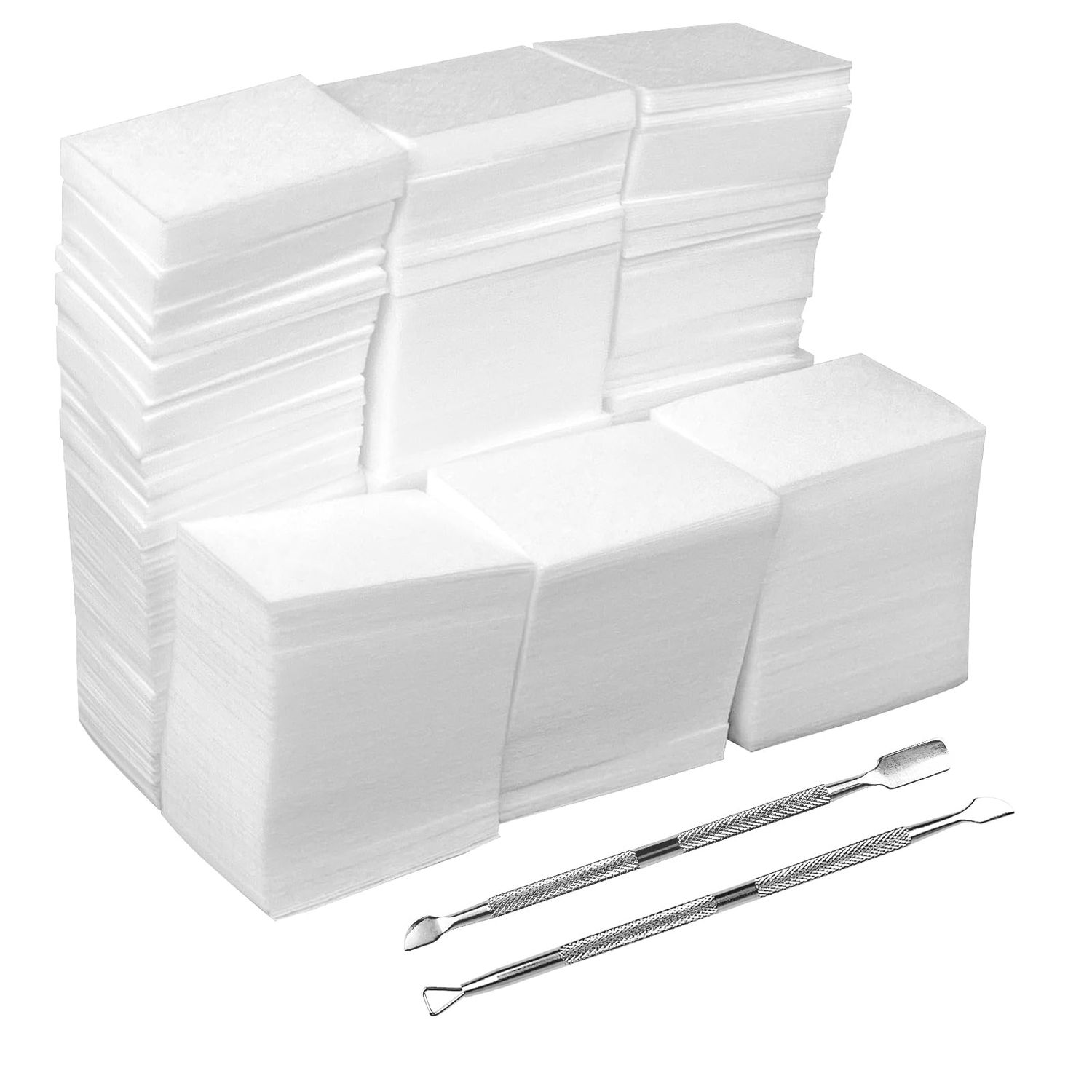 Eyxformula 1000 Pcs Lint Free Nail Wipes Gel Polish Remover Pads - Absorbent Cotton Pads For Manicure Prep &amp; Care Routine - Includes 2 Cuticle Pushers - Nail Supplies for Home &amp; Salon Techs Use