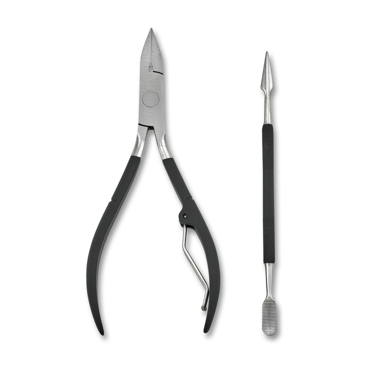 JAPONESQUE Soft Touch Toenail Clipper &amp; Cuticle Pusher Manicure Set for Salon Quality Results, Anti-Slip Grip, Stainless Steel