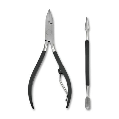JAPONESQUE Soft Touch Toenail Clipper &amp; Cuticle Pusher Manicure Set for Salon Quality Results, Anti-Slip Grip, Stainless Steel