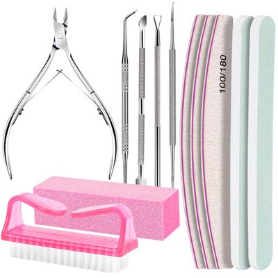 FANDAMEI Nail Care Kit, Nail Files 100/180, Nail Buffer Block, Cuticle Nippers, Cuticle Trimmer, Cuticle Pusher, Nail Tools, Nail Kit, Pedicure &amp; Manicure Tools, Nail Prep Kit, Manicure Kit for Women