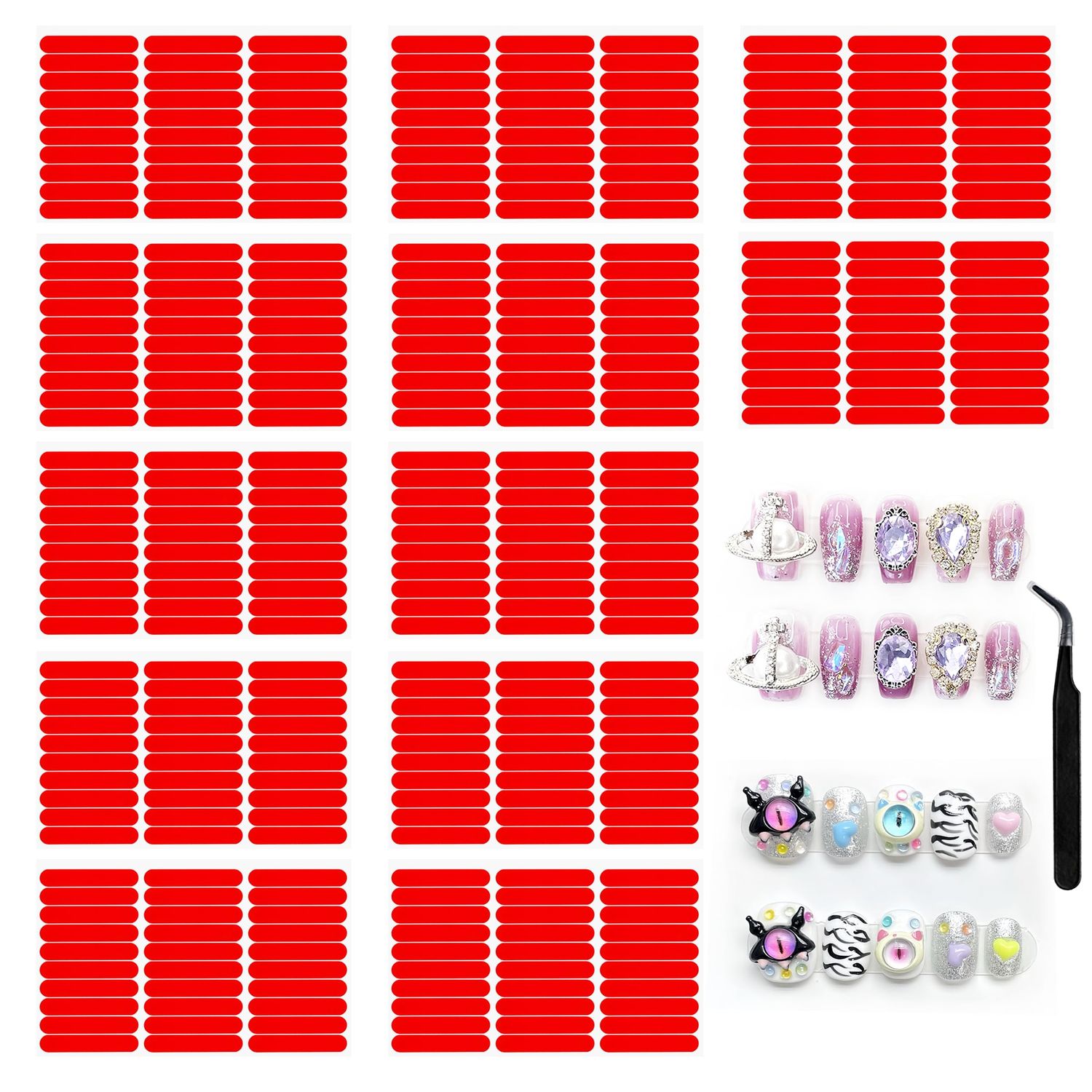 HLQHXWHZT 12 Sheets Double Sided Tape for Nails Display Double Sided Tape for Press on Nails Adhesive Clear Mounting Tape for Nail Packaging Supplies