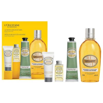 LOccitane Almond Greatest Hits: Cleansing Shower &amp; Supple Skin Oils, Moisturizer &amp; Hand Cream, Purifies, Hydrates, Smooths Skin, Bath &amp; Body Mothers Day Gift Set