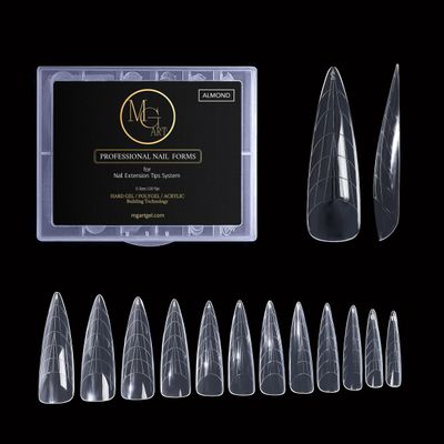 MGART Dual Nail Forms ALMOND Extension Structure Poly nail gel Nail Forms Full Cover Nail Molds 12 Sizes for Solid Nail Gel Glue Nail Art Design Salon&amp;DIY