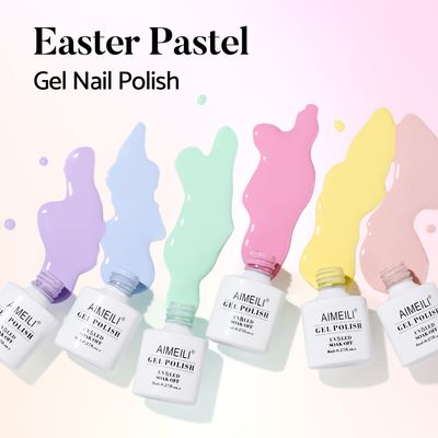 AIMEILI Soak Off Spring Summer Gel Polish Easter Pastel Pink Yellow Blue Purple Gel Nail Polish Easter Decorations Nail Art Color Set Of 12pcs X 8ml - Kit Set 9