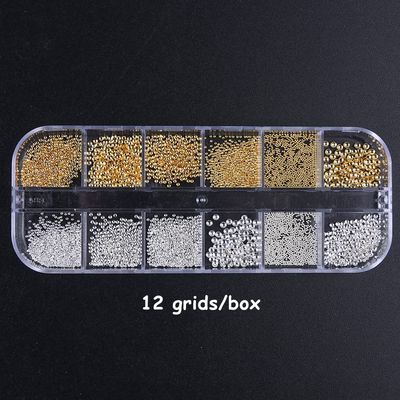 3D Metal Charms Gold Caviar Beads Nail Studs for Women Rivet Nail Art Jewels Decoration Kit