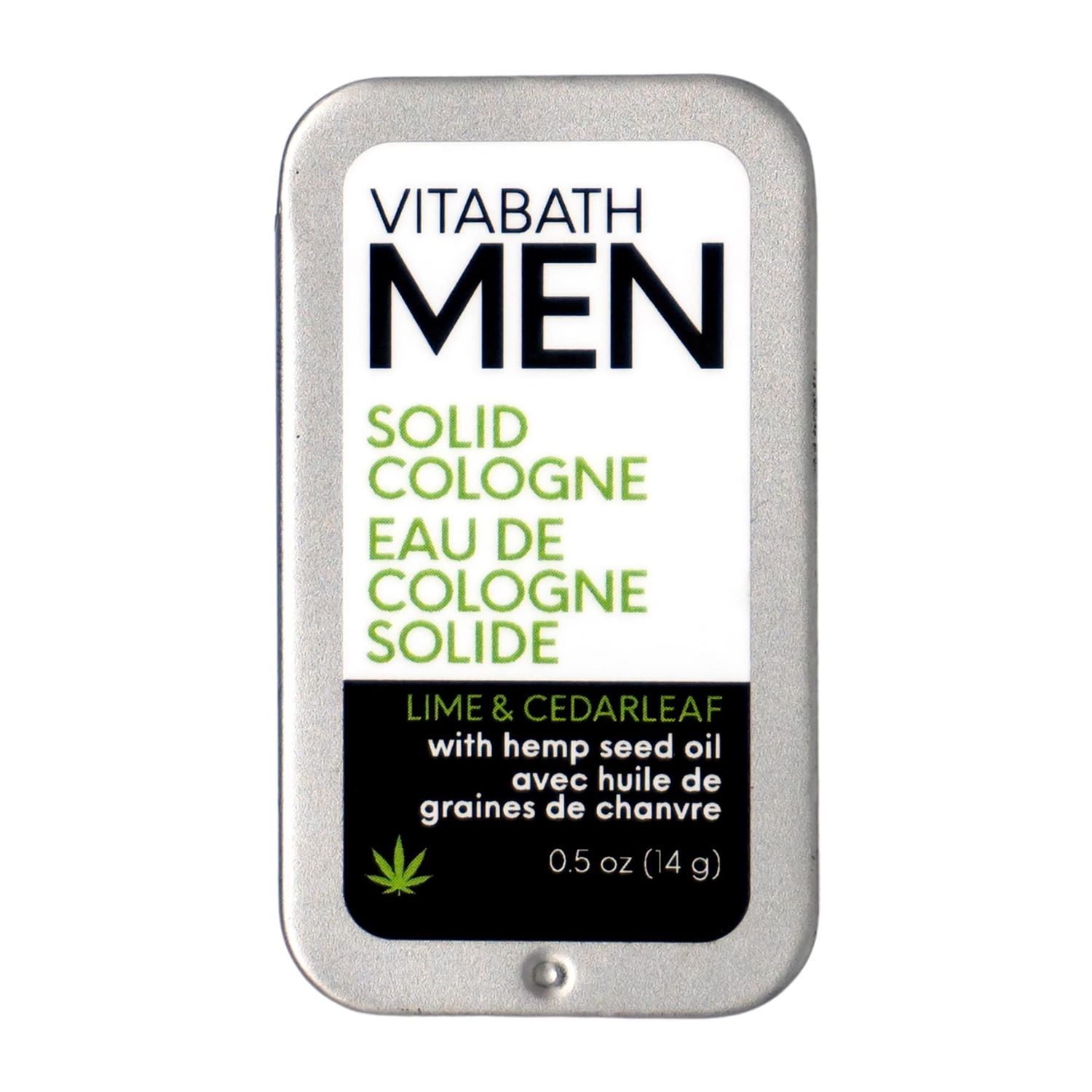 Vitabath Mens Lime &amp; Cedarleaf Solid Cologne Refreshing Spicy Lime, Juicy Mandarin &amp; Earthy Cedar Leaf All Over Lasting Fragrance Natural Beeswax &amp; Hemp - 0.5 oz