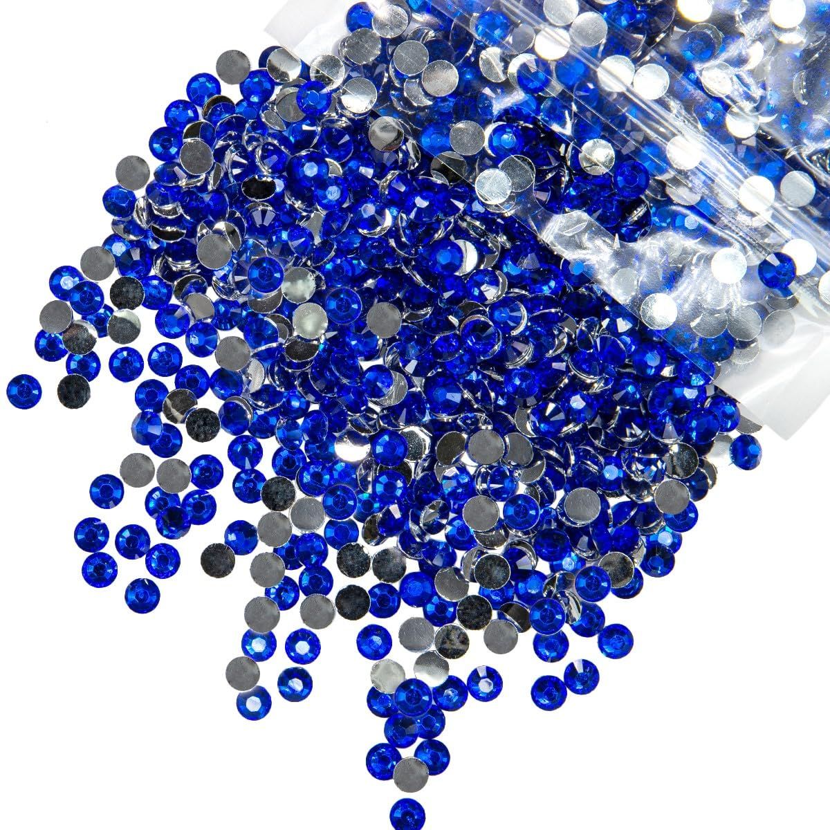 qiipii 5300PCS 3mm Crystal Blue Resin Rhinestones for Crafting Flatback Royal Blue Stones Bulk SS10 Non-Hotfix Diamonds Crystals Gems Charms for Nails Face Eyes Makeup Mugs Tumblers Bottle DIY Crafts