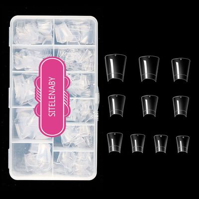 Duck Nail Tips 500PCSSITELENABY Clear Duck Feet Flare Tips for Acrylic Nails,Wide French Half Cover Nail Tips for Nail Salons and DIY French ABS Nail Art Tips 10 Size (500pcs Duck nail tips)
