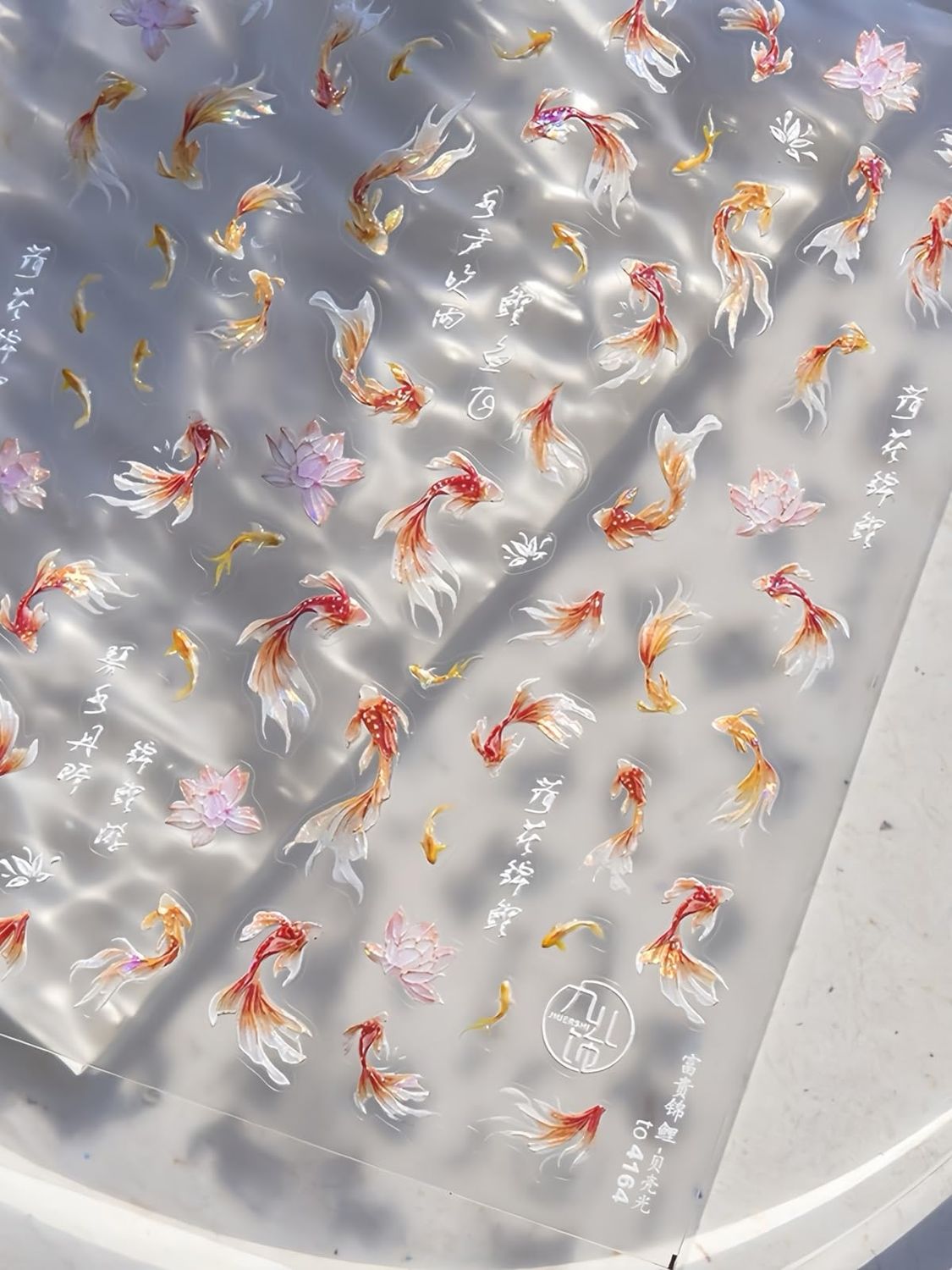 Golden Koi Fish Nail Stickers 5D Embossed - Premium Salon-Quality Nail Charm Accessories, Easy Application &amp; Self-Adhesive Red Koi Lotus Sticker for DIY Manicure, Nail Art, Press on, Home or Salon Use