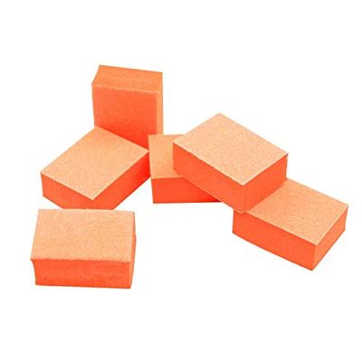 BNP Nail Buffers,80/100 Grit Double-Sided Mini Buffing Buffer Blocks for Manicure Pedicure Salon Nail Art Buffers Supplies Home DIY (1.5 inches L x 1 inches W x 0.5 inches H) 60 Count (Orange)
