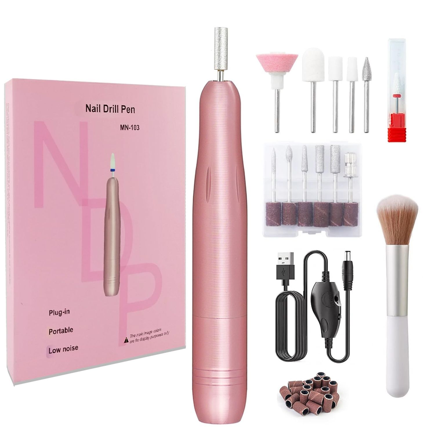 Electric Nail Drill, Professional Portable Drill Nail, 14 in 1 Acrylic Nail Drill Kit, USB Power Supply for Acrylic, Gel, Dip Powder, Manicure, Pedicure, Polishing Shape