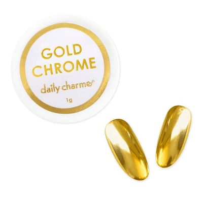 Daily Charme Mirror Chrome Nail Powder (Gold) 1g, Metallic Nail Art Dip Powder, Mirror Effect Manicure Chrome Powder, Home DIY/Nail Salon Manicure