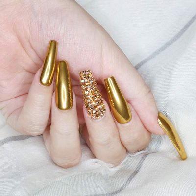 Daily Charme Mirror Chrome Nail Powder (Gold) 1g, Metallic Nail Art Dip Powder, Mirror Effect Manicure Chrome Powder, Home DIY/Nail Salon Manicure