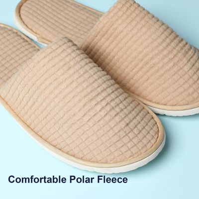 COZYAREA SPA, 6/12 Pairs Disposable Slippers for Guests, Soft Polar Fleece, Washable Reusable, Unisex for Wedding Party Bedroom Hotel And House Travel (3 Pairs Each Grey Beige)