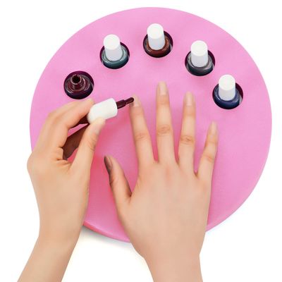 Weysat Nail Polish Holder Anti Spill Nail Polish Organizer Nail Polish Holder Stand Nail Bottle Holder 2 in 1 Nails Art Accessories Manicure Hand Rest Work Station for Manicure Pedicure (Pink)