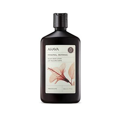 AHAVA Mineral Botanic Velvet Cream Body Lotion, Hibiscus &amp; Fig - Washes Away Dirt and Impurities, Relaxes, Enriched with Exfoliating Hibiscus, Malic &amp; Citric Acid, Fig &amp; Exclusive Osmoter, 17 Fl.Oz