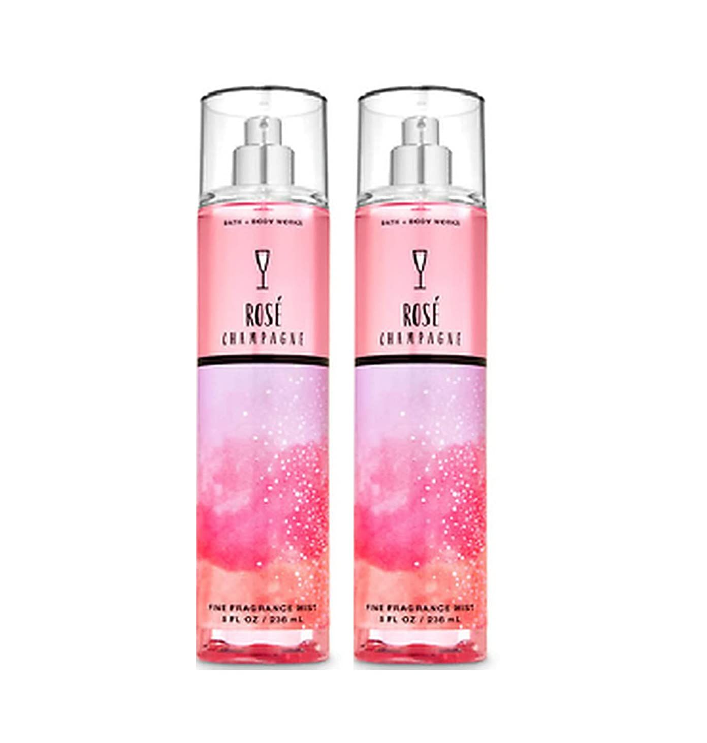 Bath and Body Works Rose Champagne Fine Fragrance Mists Pack Of 2 8 oz. Bottles (Champagne Rose)