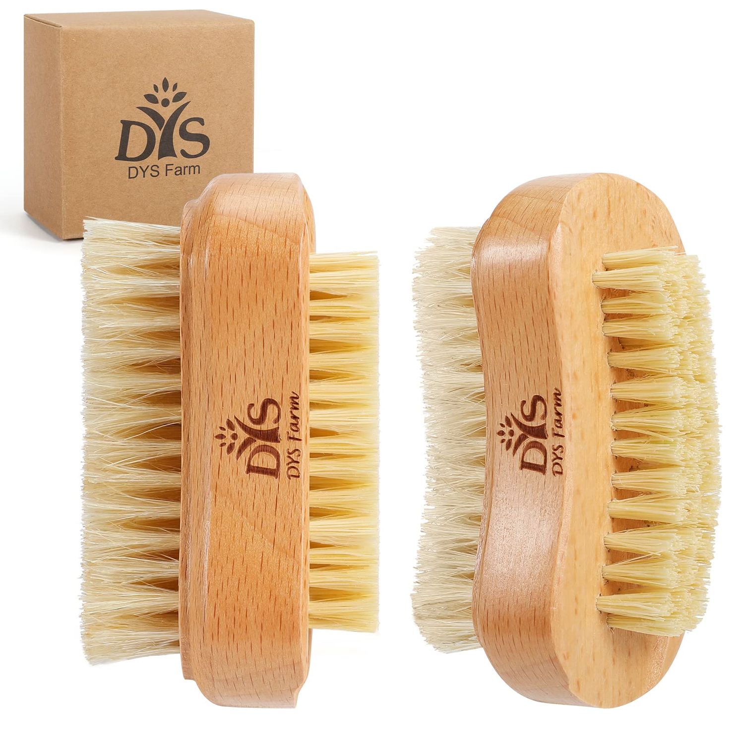 Wooden Finger Nail Brush to Clean Nails, Nail Scrubber for Men Kids Women, Fingernail Brushes for Cleaning Toenails Hand Foot Nail, Natural Boar &amp; Sisal Bristle Two-sided Non-slip Manicure Pedicure