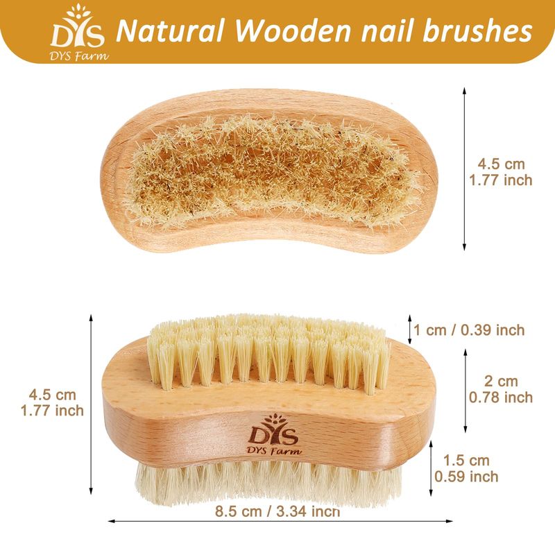 Wooden Finger Nail Brush to Clean Nails, Nail Scrubber for Men Kids Women, Fingernail Brushes for Cleaning Toenails Hand Foot Nail, Natural Boar &amp; Sisal Bristle Two-sided Non-slip Manicure Pedicure