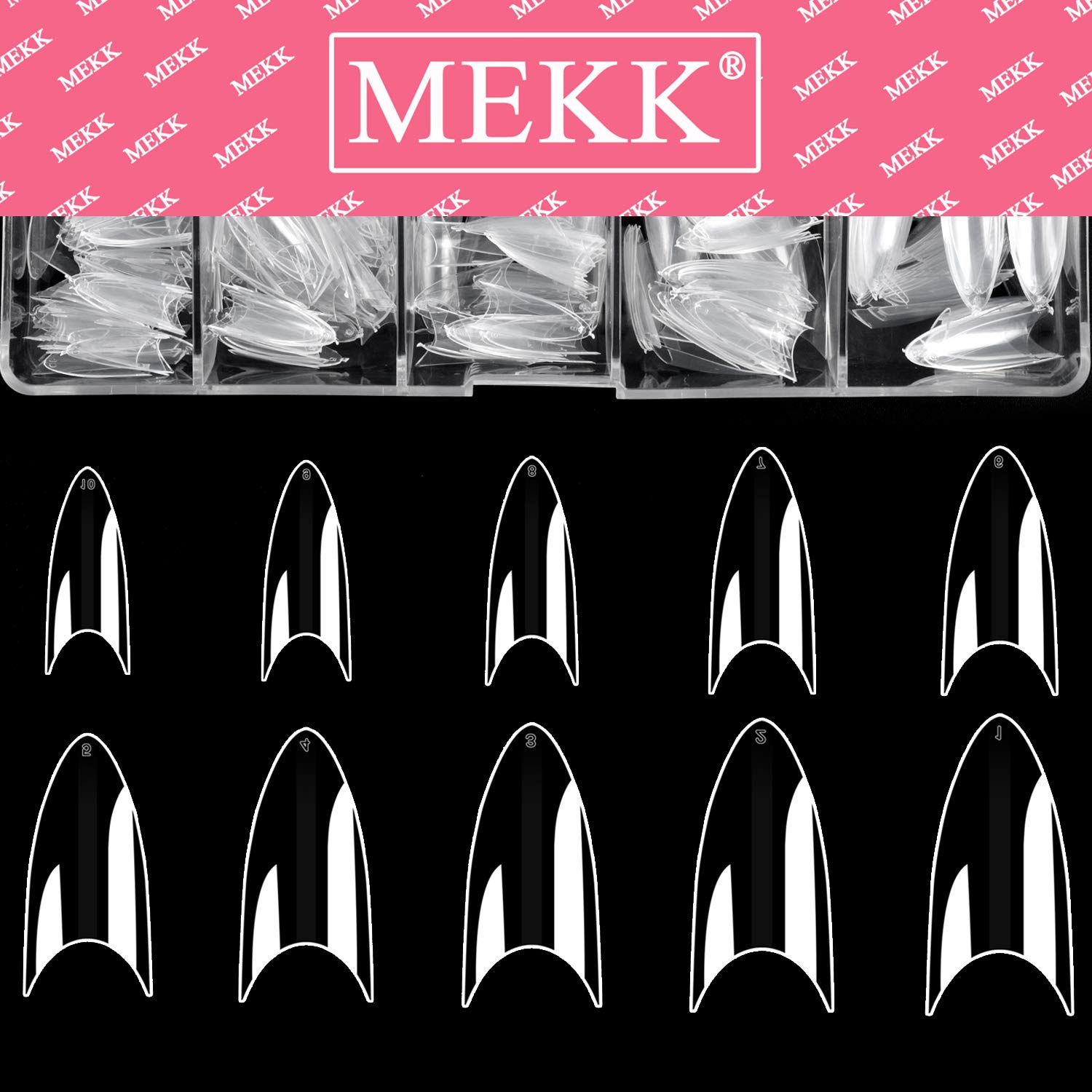Short Stiletto Nail Tips Clear Nail Tips Half Cover MEKK 600PCS Acrylic False Nail Tips Fake Nail Tips for Nail Salons and DIY Nail Art at Home,10Sizes