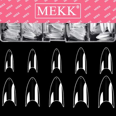 Short Stiletto Nail Tips Clear Nail Tips Half Cover MEKK 600PCS Acrylic False Nail Tips Fake Nail Tips for Nail Salons and DIY Nail Art at Home,10Sizes