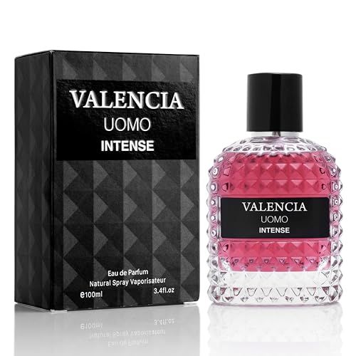 Valencia UOMO Intense for Men Eau De Parfum - Amber Fougere Fragrance Top Notes of Vanilla Bourbon Mid Tone of Lavandin Create Spicy &amp; Woody Aroma - Base Scent of Smoked Vetiver Elegant 100ml Bottle