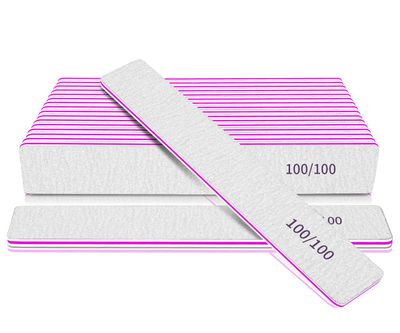 Heavy Duty Nail Files 100/100 Grit Nail Files for Gel Nails Professional Strong Nail Filer Manicure Styling Tools for Salon Use