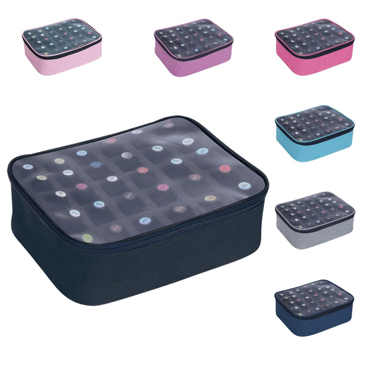 UOZL Small Clear Nail Polish Organizer Holds 30 bottles(15ml-0.5fl.oz) Nail Polish Case Multifunctional Nail Polish Bag organizer, Cosmetic Travel Makeup Cases for Women Black