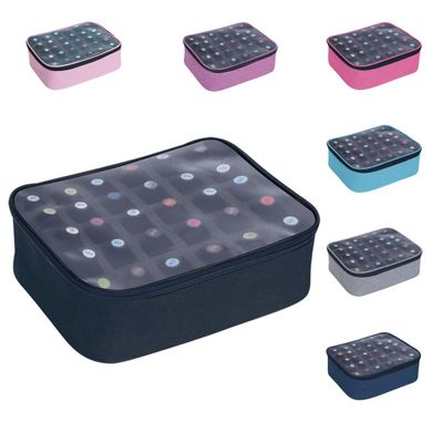 UOZL Small Clear Nail Polish Organizer Holds 30 bottles(15ml-0.5fl.oz) Nail Polish Case Multifunctional Nail Polish Bag organizer, Cosmetic Travel Makeup Cases for Women Black