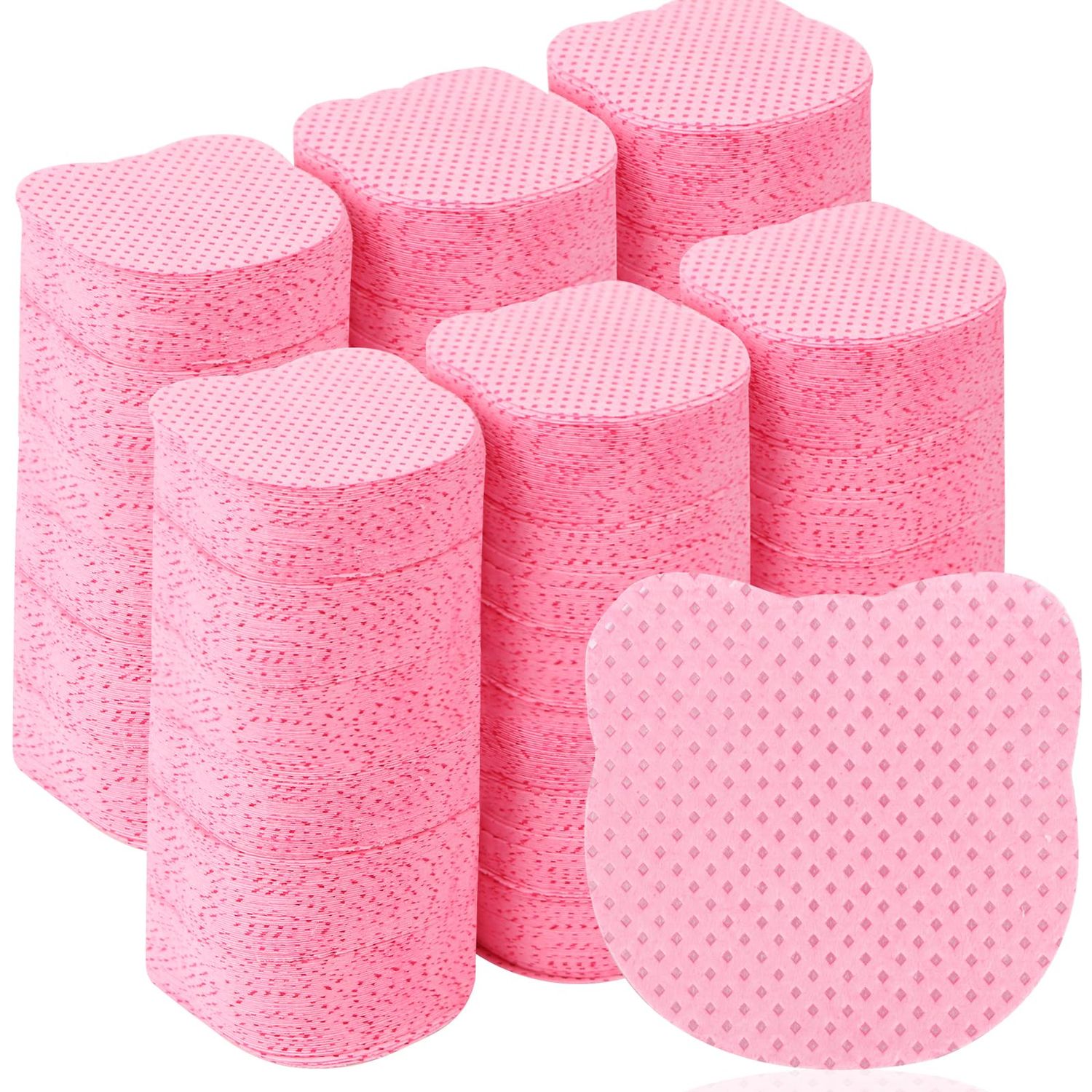 Corconess Lint Free Nail Wipes 1200PCS Cute Bear Head Shape Non-Woven Nail Polish Remover Wipes No Lint Cleaning Wipes Pink Soft Nail Wipes Nail Stuff Dry Pads For Nail Art &amp; Eyelash Extension