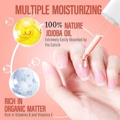 CHUCHU Organic Cuticle Oil for Nails: Pomegranate Jojoba Nail Oil with Vitamin B &amp; E - Moisturizes Repairs and Promotes Nail Growth - Prevents Dryness Hangnails and Chapped Skin 15ML