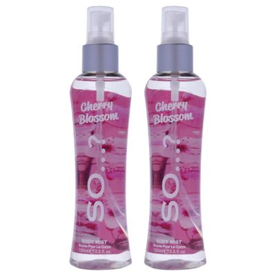 So? Cherry Blossom Body Mist Floral Perfume for Women - Peach, Rose, Cedarwood Notes - Body Spray for Women - 2 pc