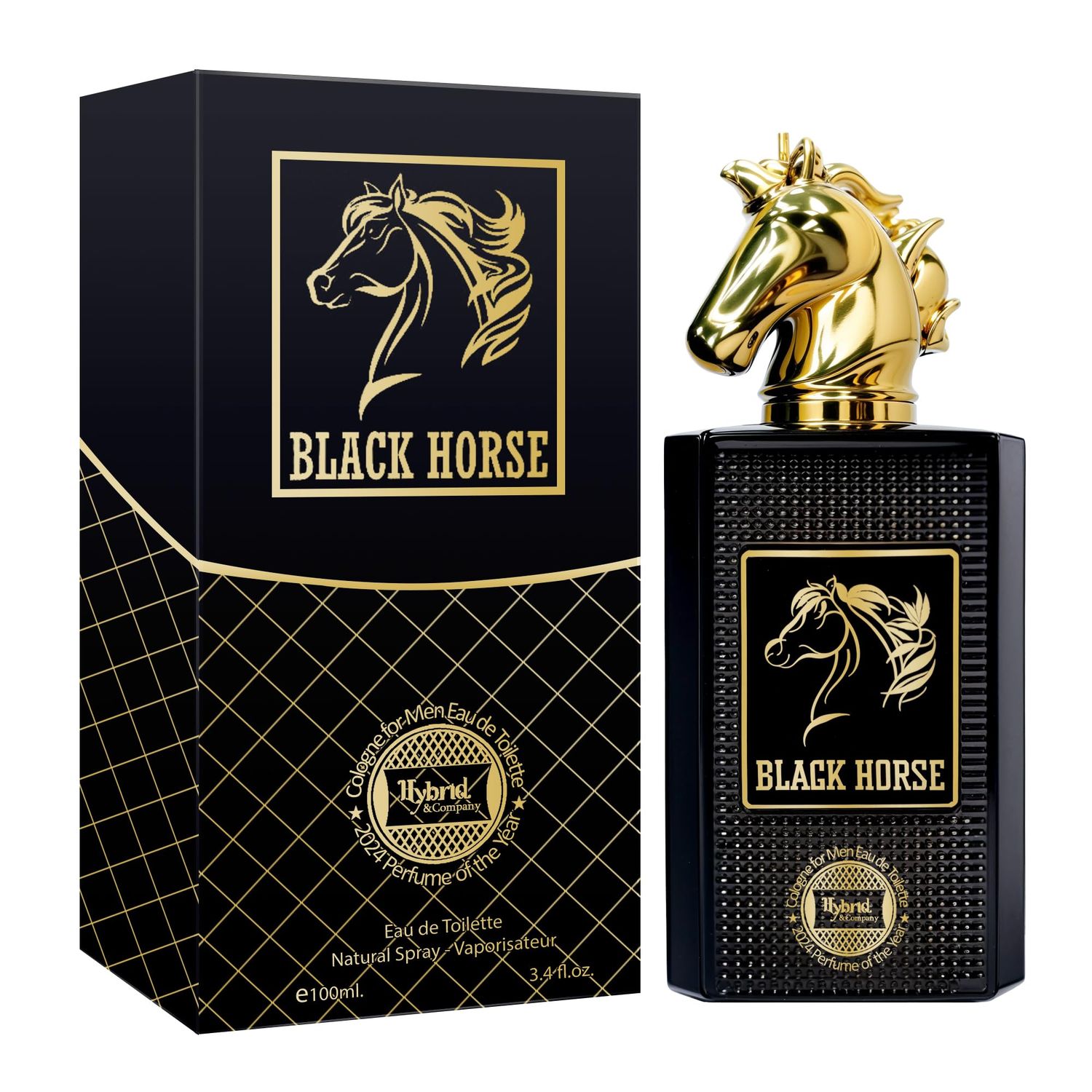 Hybrid &amp; Company Black Horse For Men Eau De Toilette Vaporisateur Natural Spray 3.4 Fl Oz