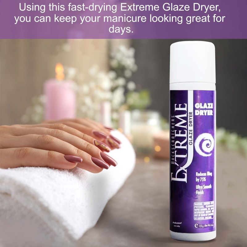 Backscratchers Extreme Glaze Dryer - Base Coat and Finish Coat Activator - Quick Dry Spray For Acrylic Nail Color Dipping System