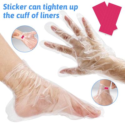 200pcs Paraffin Wax Bath Liners, Plastic Foot Covers with 200 Stickers Disposable Plastic Gloves for Hair Coloring,Pedicure Liners Supplies