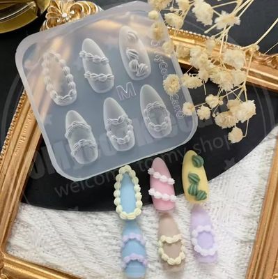 Nail Art Silicone Mold, 3D Pearl Chain Design, DIY Manicure Template with 6 Patterns, Resin Craft Making Tool Cake Icing Mold